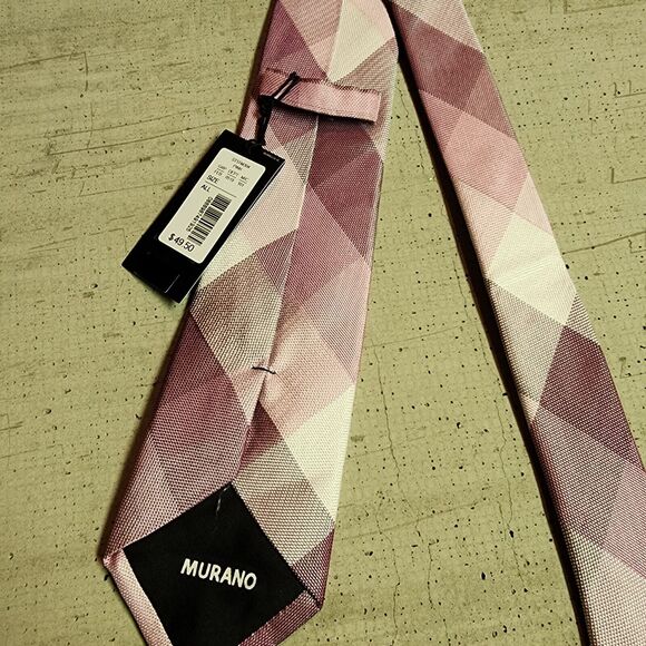 Nwt Murano Mens Pink Plaid Neck Tie Silk Italy Preppy Baby Holiday Church Gift - Picture 7 of 7